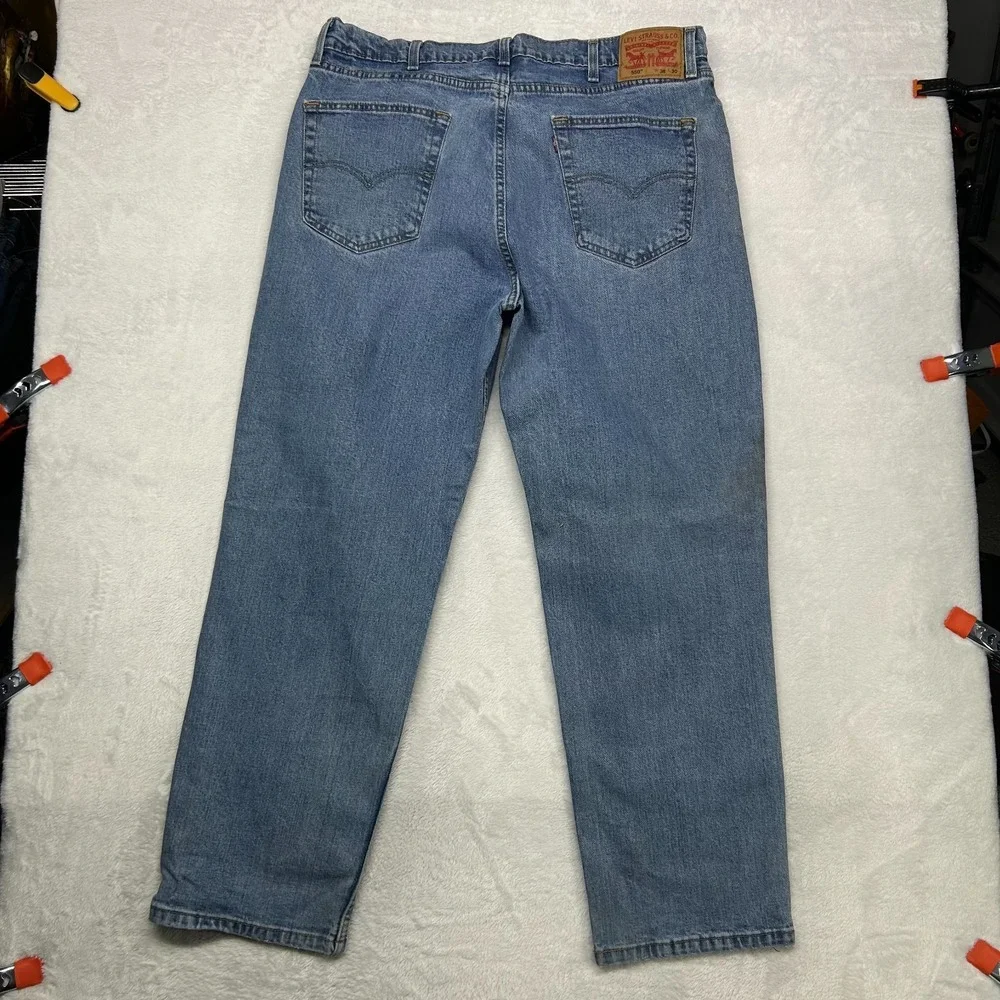 Levi's 550 Jeans Men Blue Denim Pockets Classic Straight Zip Fly 35X29.5 - Flaws